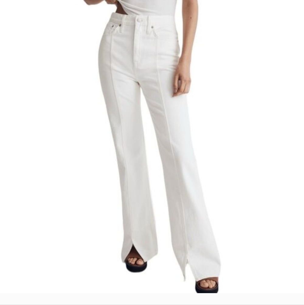 Madewell The Baggy Flare White High Waisted Jeans Women’s Size 28